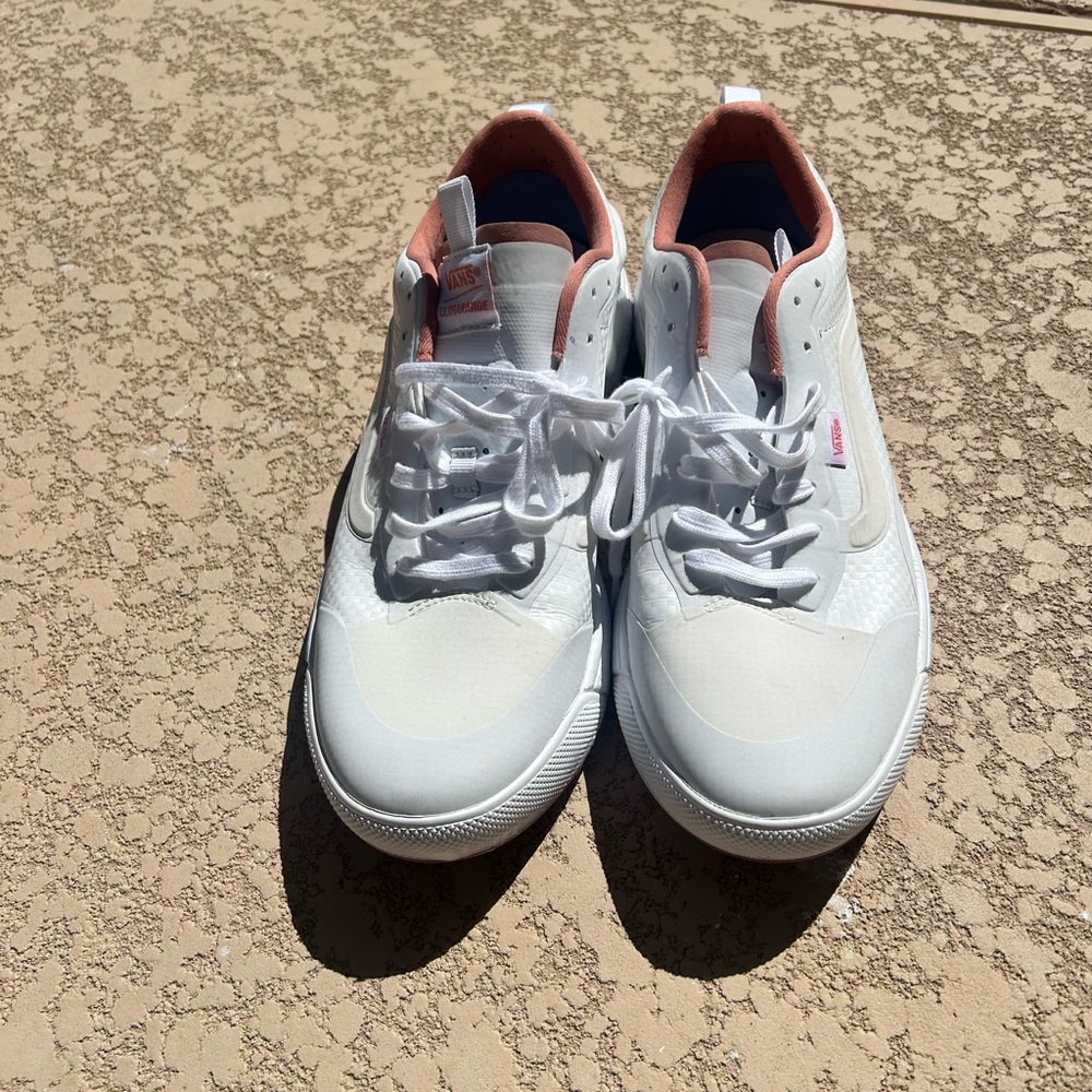 Vans White Sneakers with Pink Lining